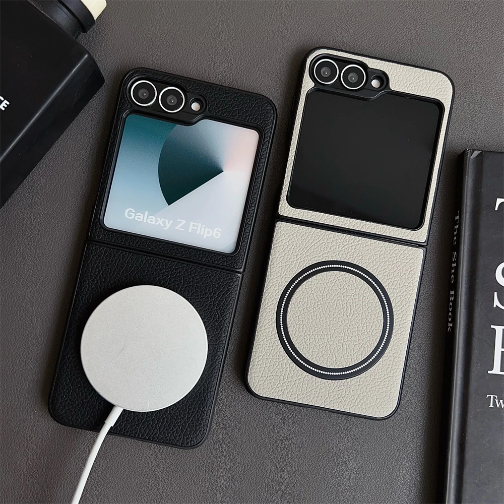 Lychee Magnetic Leather Matte Ultra-Thin Folding Shockproof Bumper Case