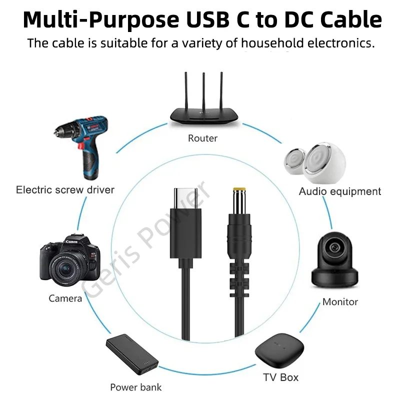 QUARKZMAN Cavo Ricarica Veloce USB C a DC PD Power, 4.0mm x 1.7mm 65W/12V Cavo Alimentazione DC, Ingresso Tipo C 3A Jack Adattatore Convertitore per Router, Fotocamera, TV Box, (Nero