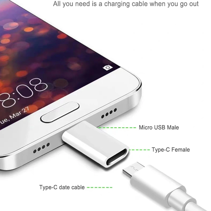 USB Type C Female To Micro USB Male Adapter 1-6Pcs For Mi Huawei Android Phone