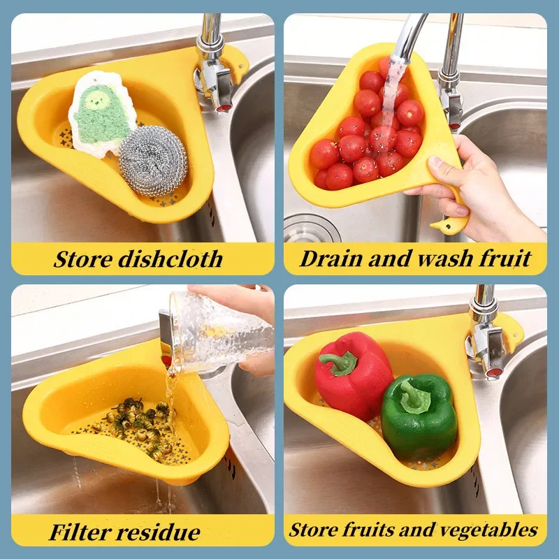 Swan Shape Kitchen Sink Multifunctional Sink Filter Shelf Fruit Vegetable Drainer Sponge Rack Storage Tool Basket Assessories