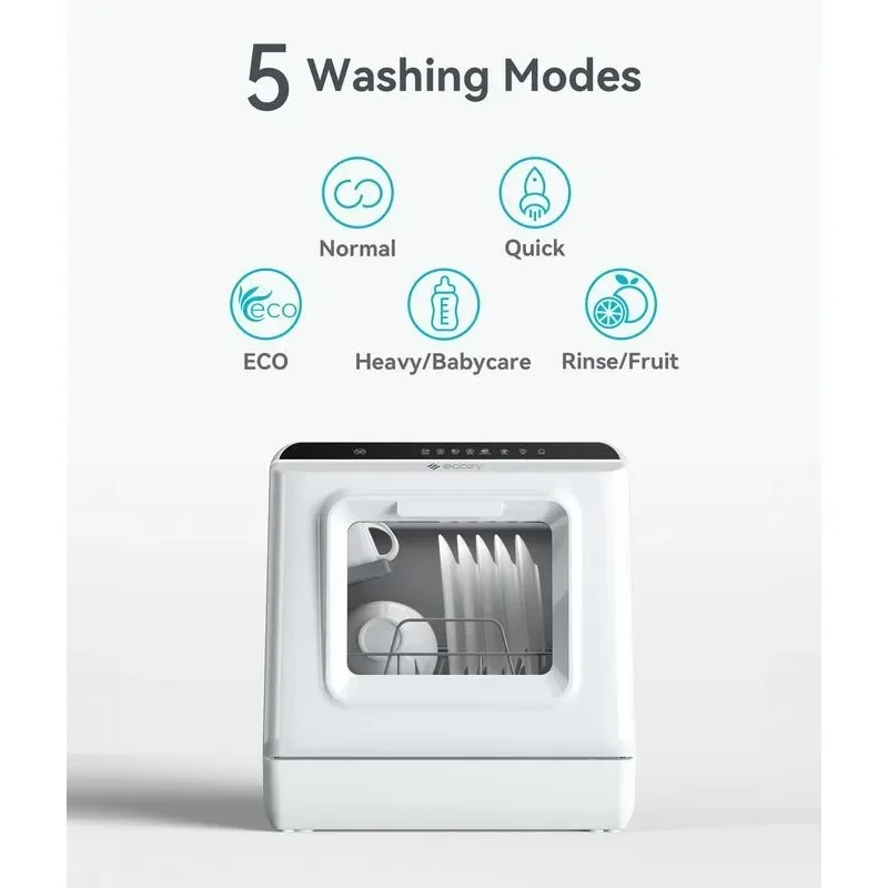 ecozy Portable Dishwasher Countertop, Mini Dishwasher with a Built-in 5L Water Tank, No Hookup Needed, 6 Washing Programs 2