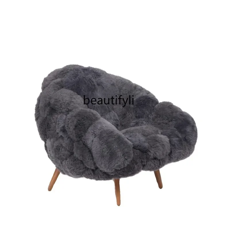 

Customized Creative and Slightly Luxury Couch Designer Post-Modern Simple Lamb Wool Leisure Chair Beauty Salon Reception Chair