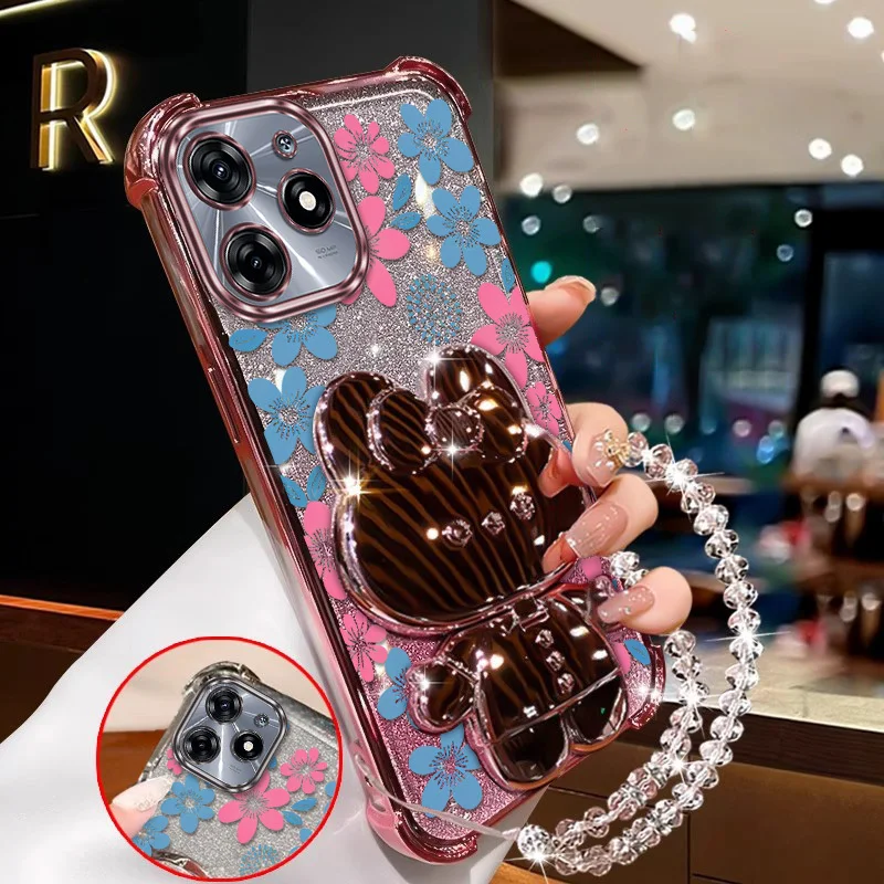 Elegant Floral Phone Case Set with Lanyard and Stand