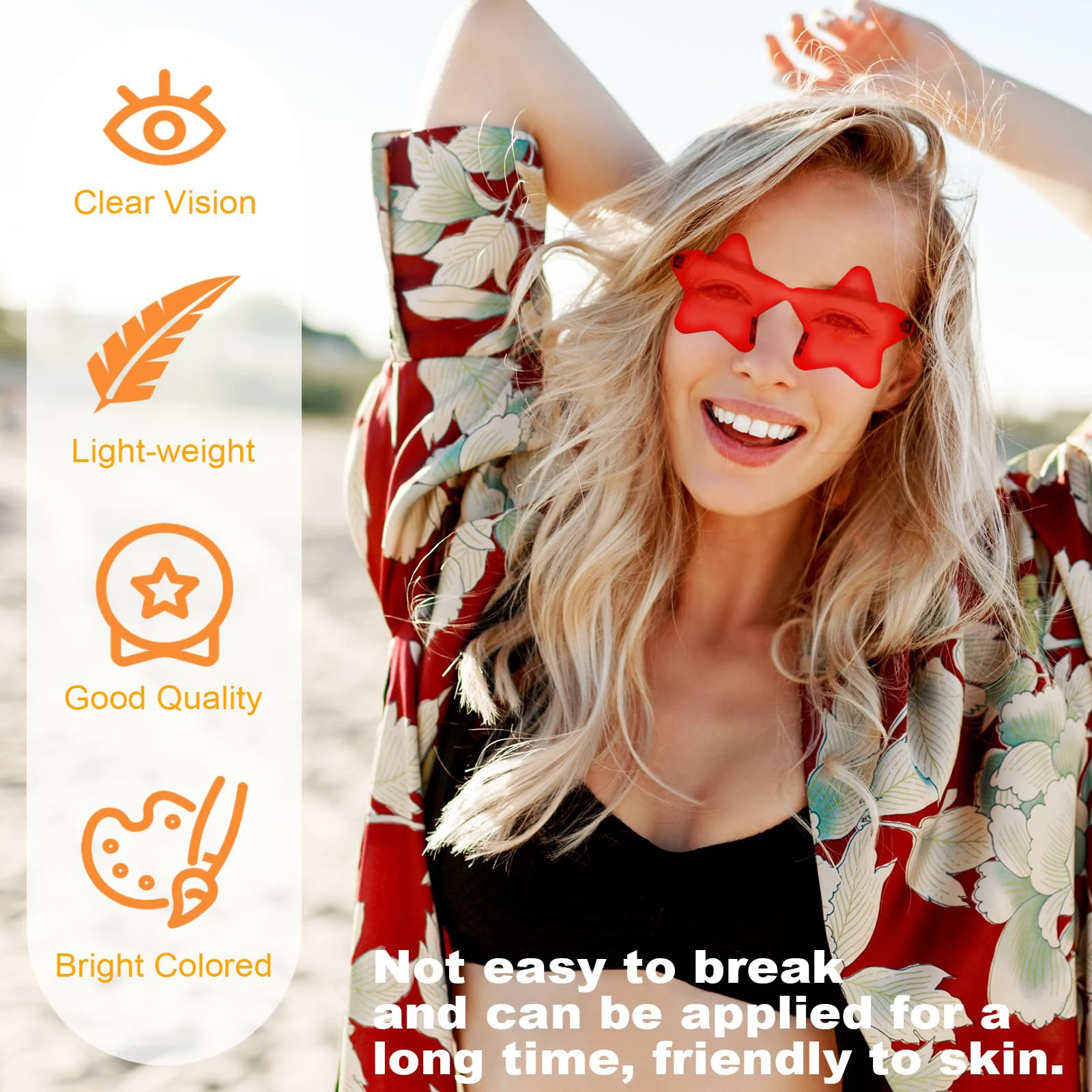 12-60PC Star Shaped Rimless Sunglasses Transparent Candy Color Glasses Wedding Party Favor for Guest Christmas Fun Party Glasses