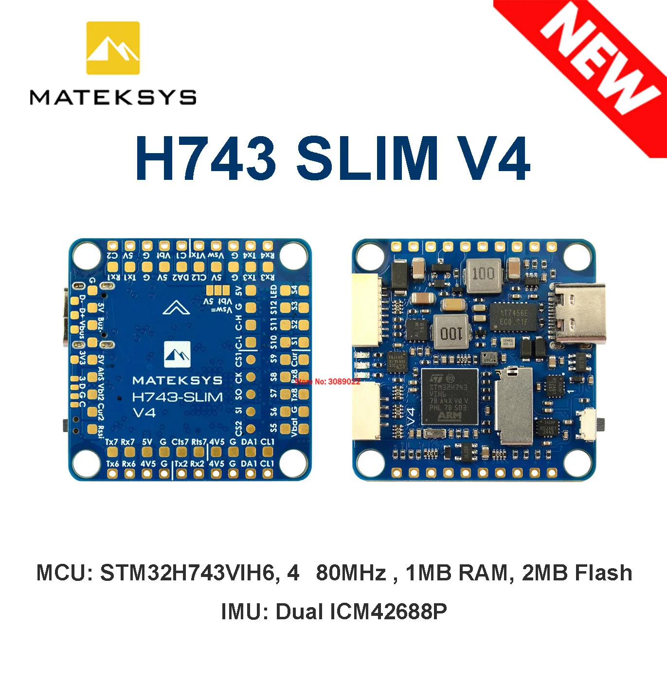 MATEK Mateksys H743-SLIM V4 Flight Controller STM32H743VIH6 Dual