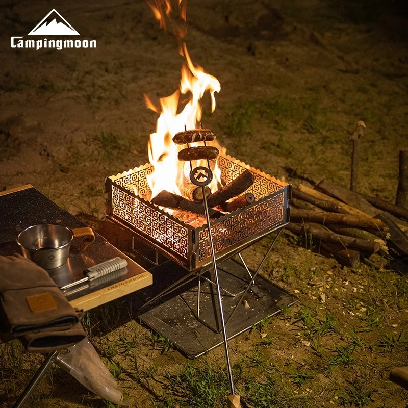 CAMPINGMOON MK-4 2단 이중 가닥 바베큐 포크 4종 세트 야외 화덕..