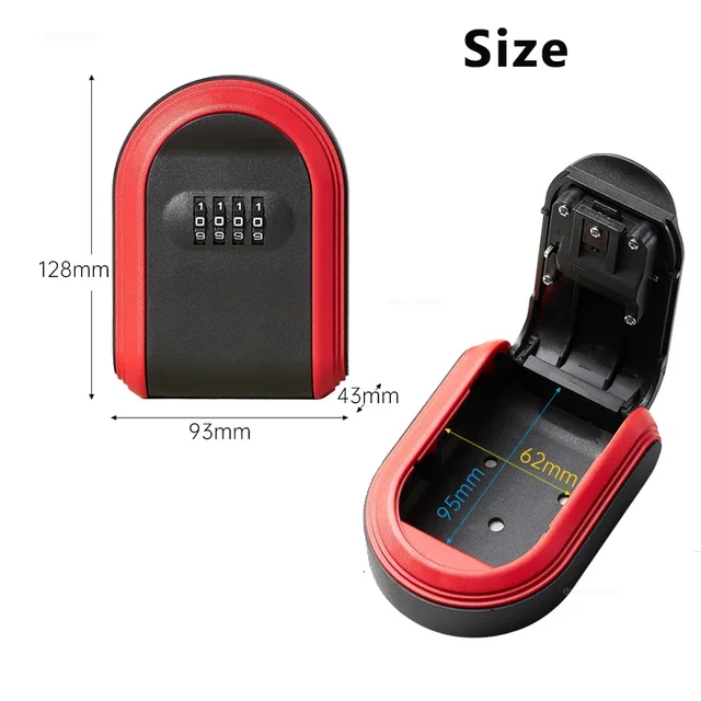 Wall Mounted Key Storage 4 Digit Combination Key Safe Storage Lock Box Plastic Key Safe Box Indoor Outdoor Use For Home Office 4