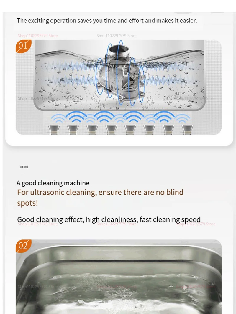 Description Picture 4 of itemUltrasonic Jewelry and Watch Cleaner Machine for Dentures Glasses and Small Items High Frequency Vibration Cleaning for Home