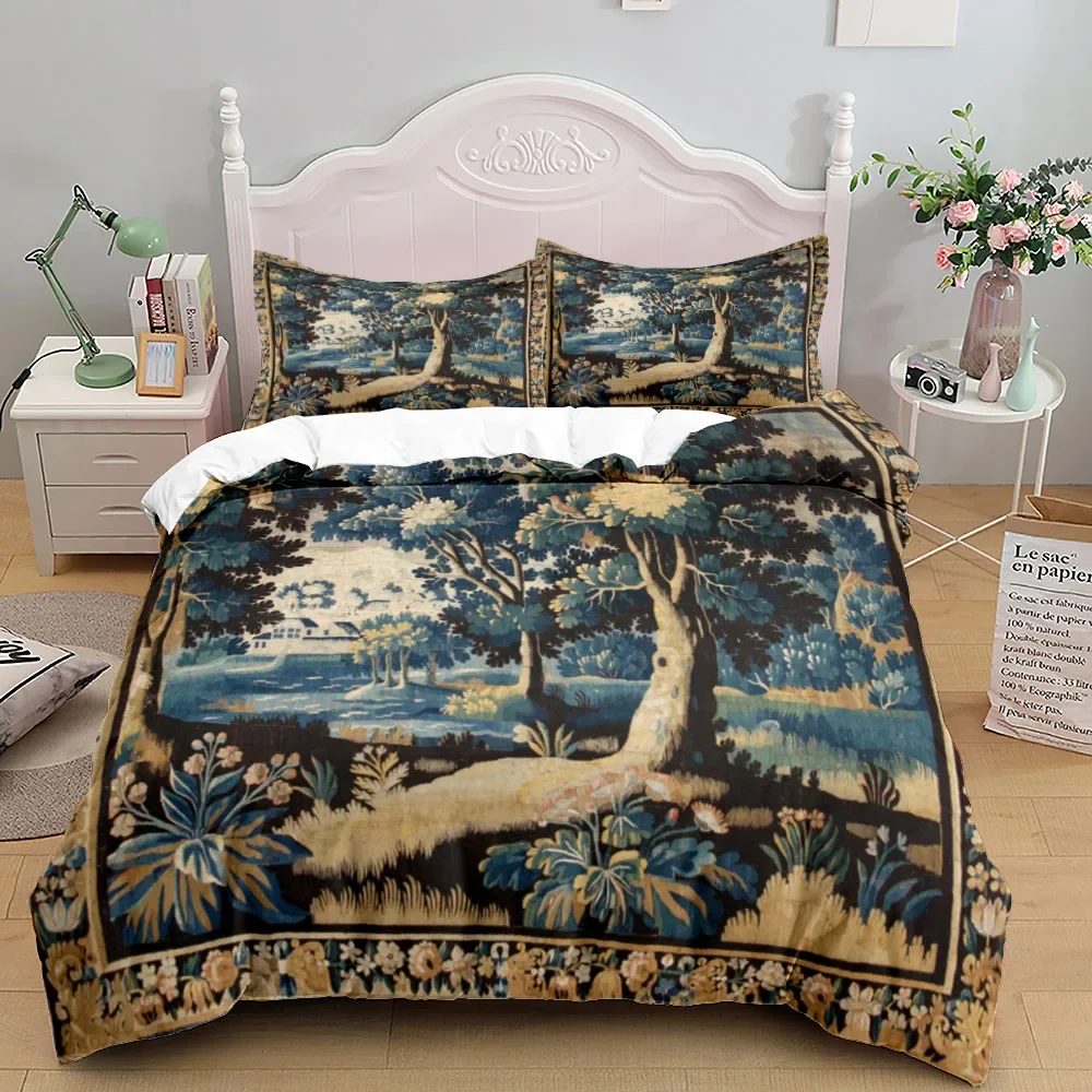 Antique Aubusson Duvet Cover Set King Queen Double Full Twin Single Size Bed Linen Set