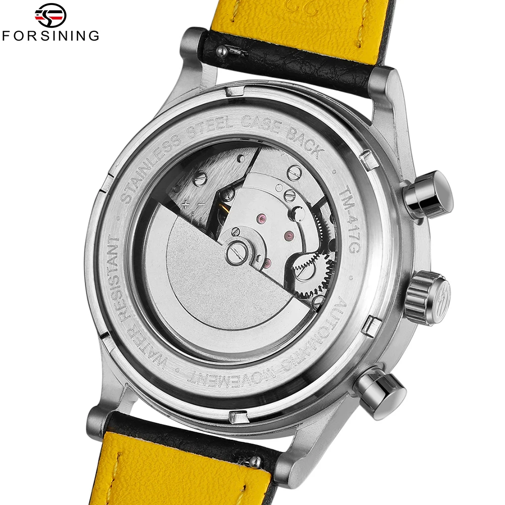 Orologio Da Polso Da Uomo Forsining Con Cinturino In Pelle PU Impermeabile E Automatico Bianco Argento~p139828696