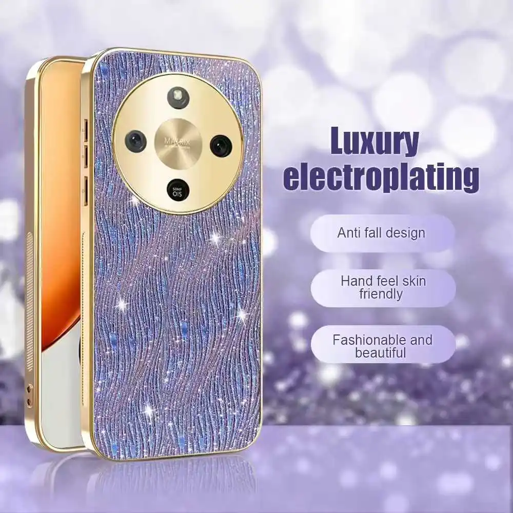 Glitter Electroplating Ripple Pattern Anti-Fall Case with Skin Feel Finish