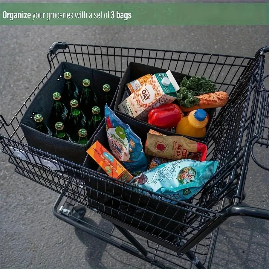 Foldable Reusable Grocery and Utility Tote with Handles and Sturdy Base