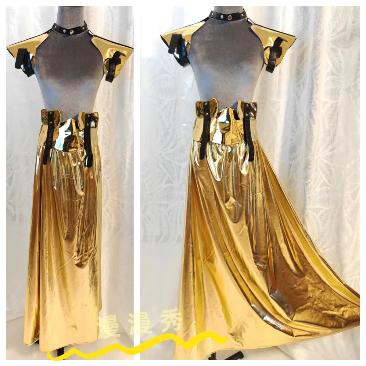 2025 Golden Drag Queen Outfit Gogo Dance Clothing Flying Shoulder