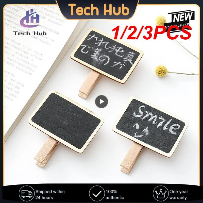 

1/2/3PCS Square Blackboard Clips Wooden Message Board Mini Writing Board Noticeboard 6.8*4.8cm Household Grocery Bulletin Board