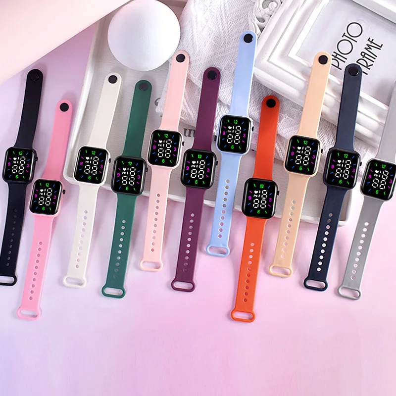 LED Square Light Electronic Watch Innovative Fashion Outdoor Sports Student Electronic Watch College Style Reloj Mujer