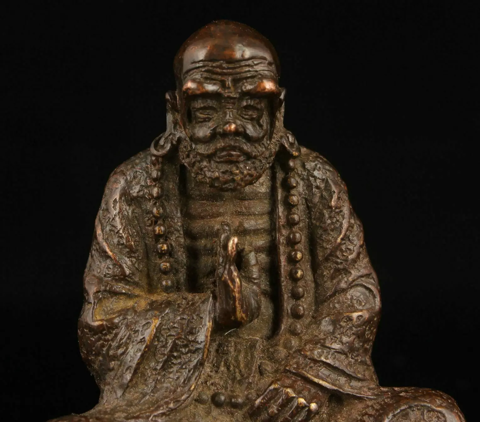 Collectibles Chinese Hand-Carved Retro Pure Red Copper Bodhidharma Statue Collection Ornaments Statues for Decoration 4
