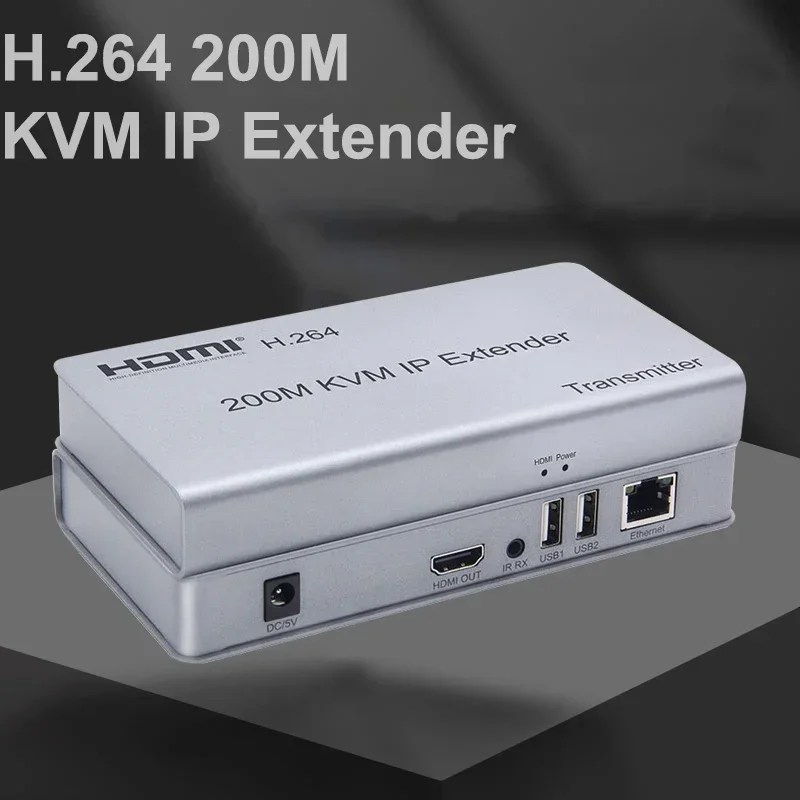 

200M HDMI KVM Extender Over IP/TCP Ethernet CAT6 Cable Transmitter Receiver Support Mouse Keyboard for Camera PC To TV Monitor