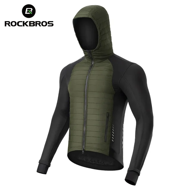 ROCKBROS Warm Winter Cycling Jersey Ultralight Down Jacket Long Sleeve Bicycle Clothing Thermal Fleece Resistant Ciclismo Coat