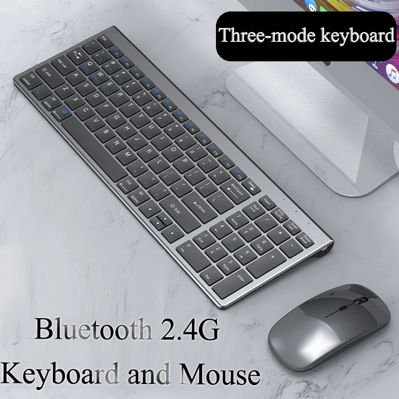 best pc gaming keyboard Wireless Bluetooth Keyboard Three-mode Silent Full-size Keyboard and Mouse Combo Set for Notebook Laptop Desktop PC Tablet computer keyboard for android mobile