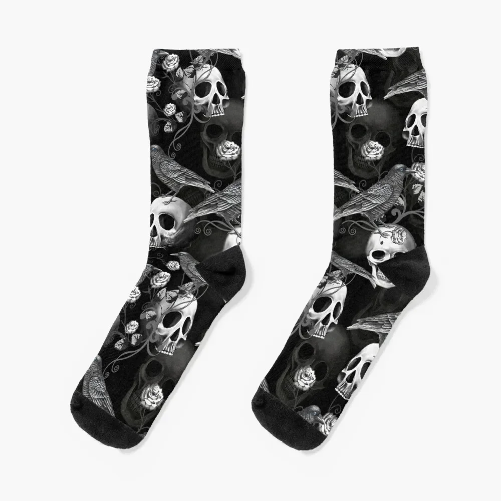 Gothic crow and skull Socks cotton custom hip hop Socks Woman Men's