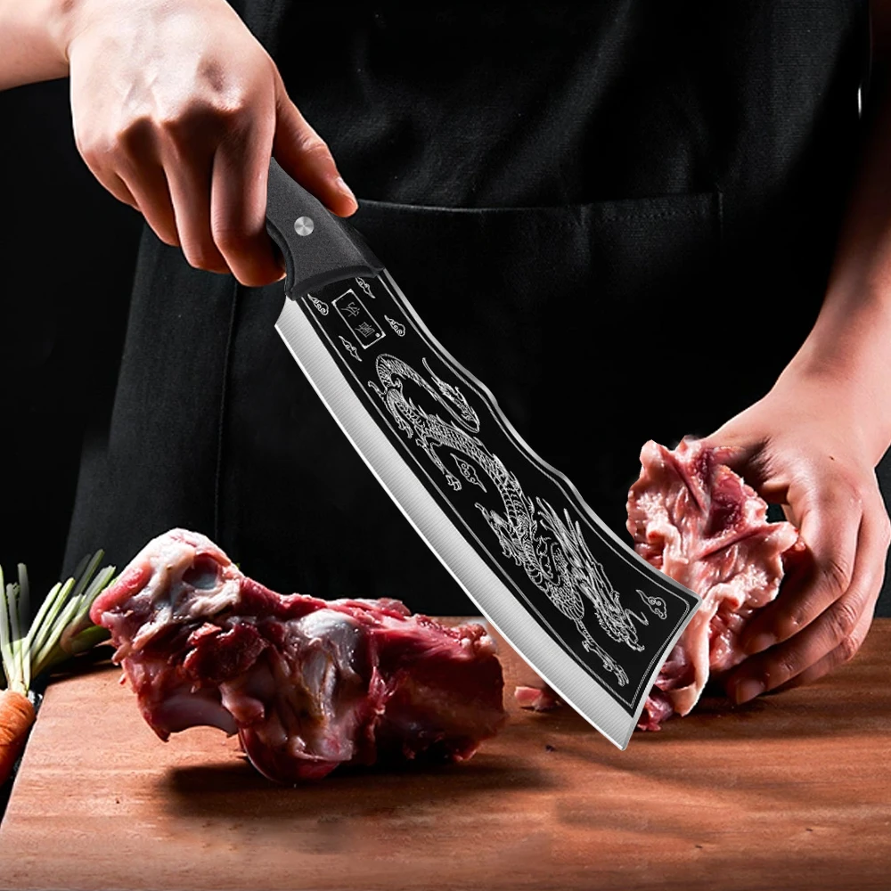 kitchen knife Meat Cleaver Butcher Kitchen Knife Serbian Chef Knife With Sheath Choping Bone Cutter Handmade for Household