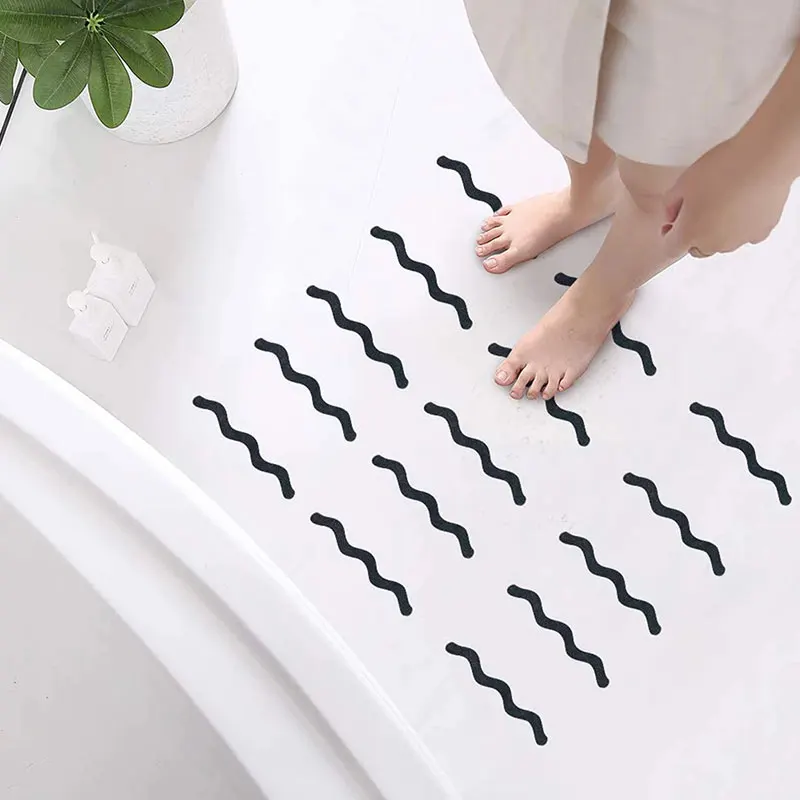 12/24pcs Anti-Slip Strips Shower Floor Stickers Bath Safety Strips Non Slip Tape For Bathtubs Stairs S Shaped Safety Strips