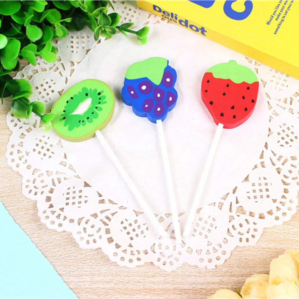 

6pcs Fruit Shaped Pencil Eraser Creative Stationery School Supplies for Kids Students (Assorted Pattern)