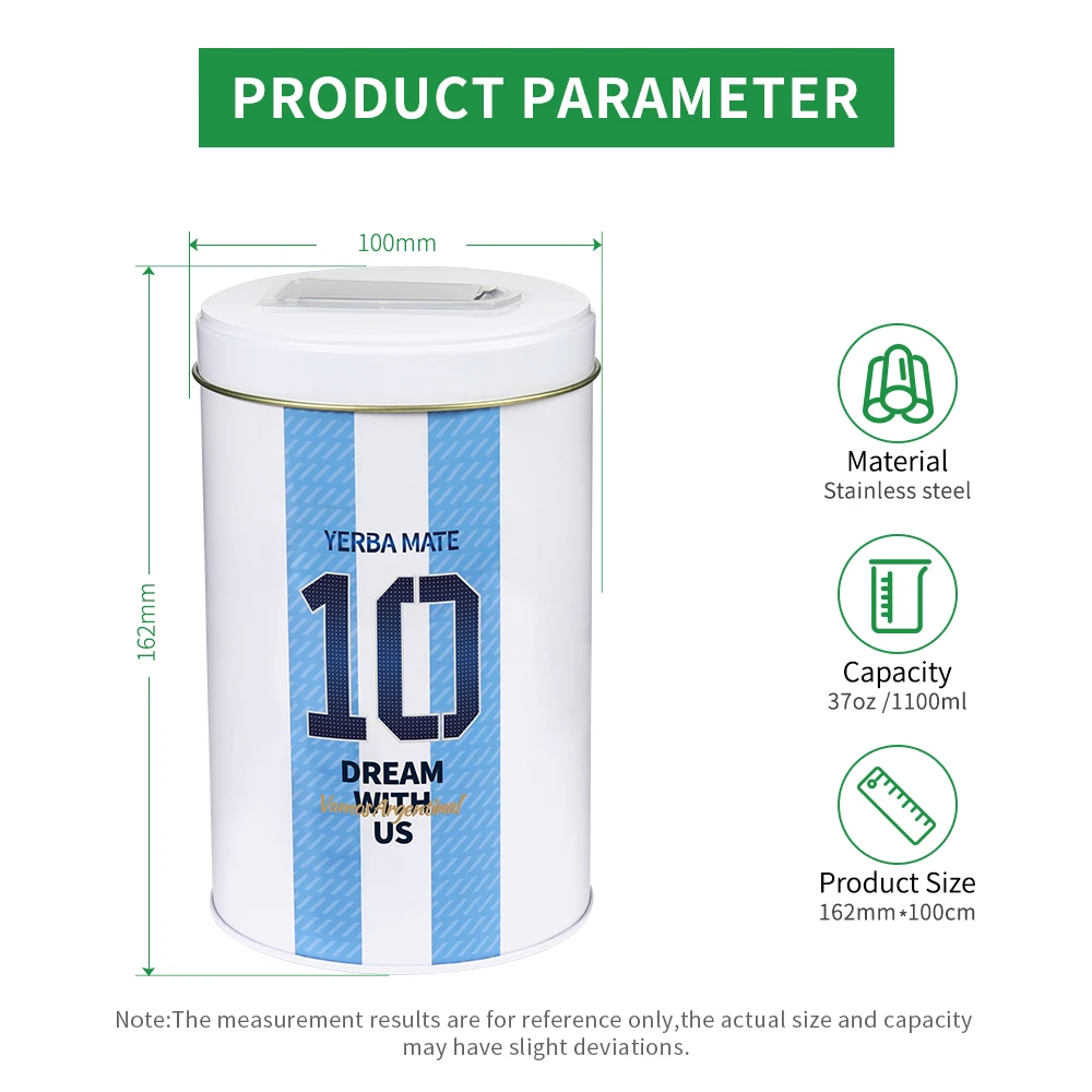 Yerba Mate Tea Container Nut Storage Coffee Tank Sugar Cans Kitchen Storage Organizer, Argentina Football Captain No.10 Style 2
