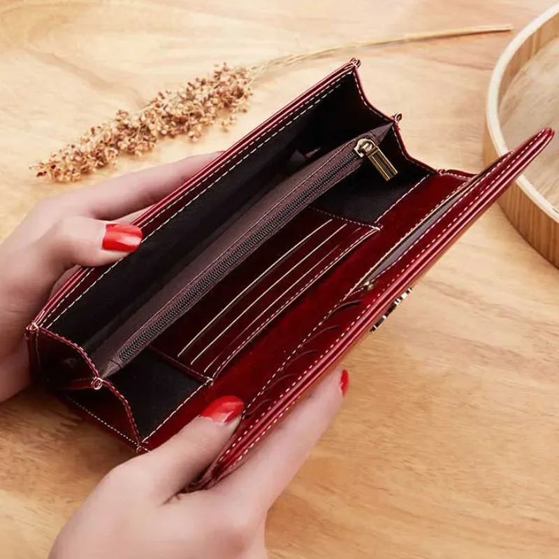 Women's Leather Wallet Woman Luxury Long Wallets Fashion Women Purses Money Bags Handbags Womens Purse Cards Holder Carteras 4
