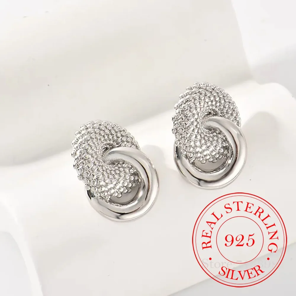 

Europe 925 Sterling Silver Hyperbole Twist Stud Earrings For Women 2023 Party Wedding Accessories Jewelry Christmas Gifts