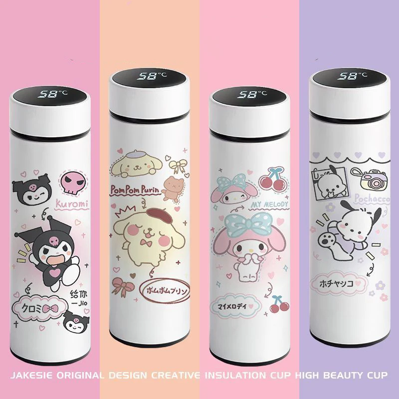 

500Ml Sanrio My Melody Hello Kitty Smart Insulation Cold Storage Cup Large-Capacity Stainless Steel Display Temperature Portable