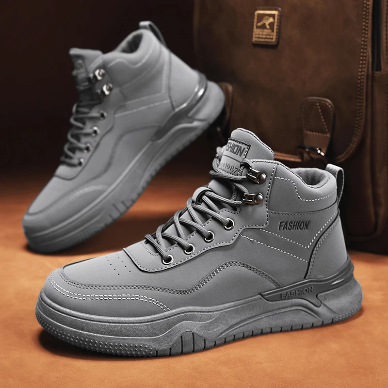 

Men Winter Fashion Plush Shoes Snow Boots Male Casual Outdoor Sneakers Lace Up Warm Shoes Non Slip Ankle Boots Male Snow Boots