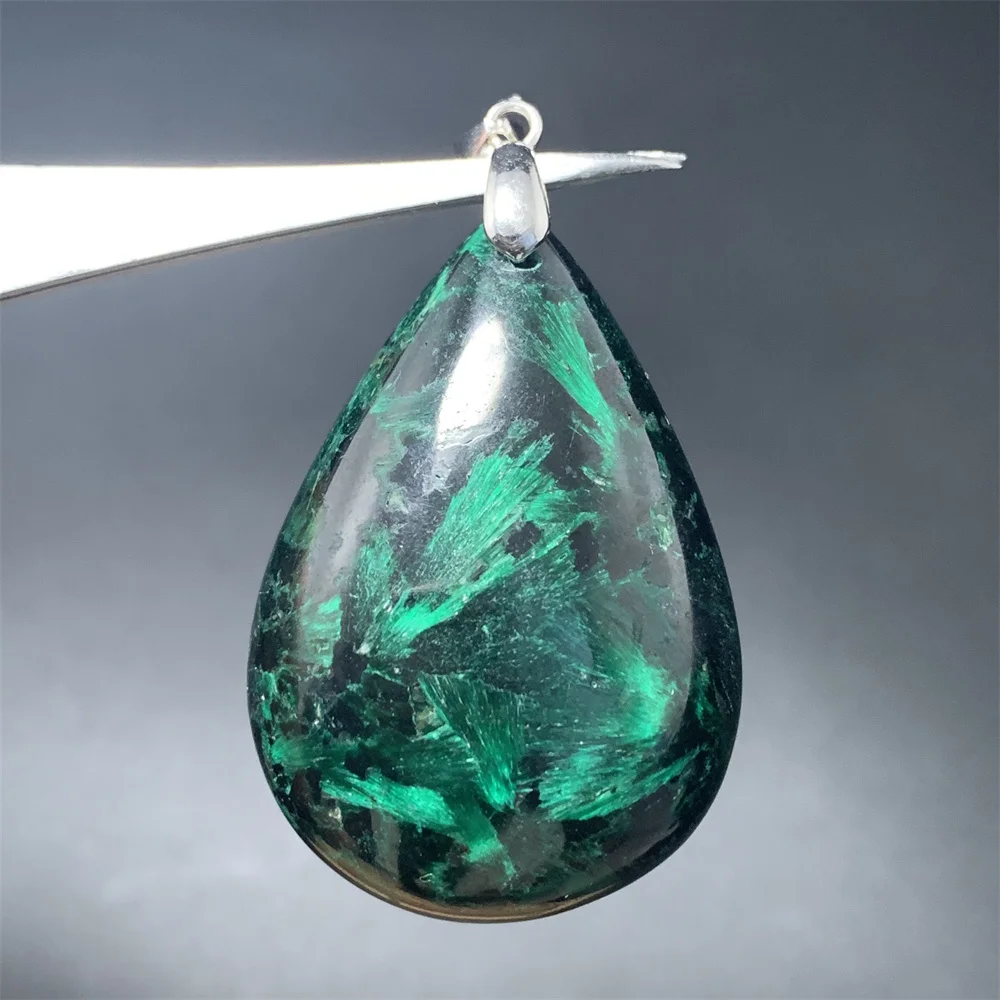 Collana Con Ciondolo Foglia In Malachite Naturale | Argento 925 Per Donna, Gioiello Unico