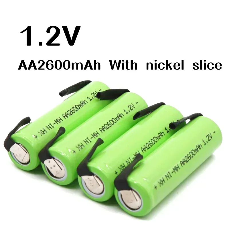 

100% Original 1.2V AA Battery 1.2V Rechargeable Battery, 2600mah, AA NiMH, with Solder Pins, DIY Electric Toothbrush Shaver