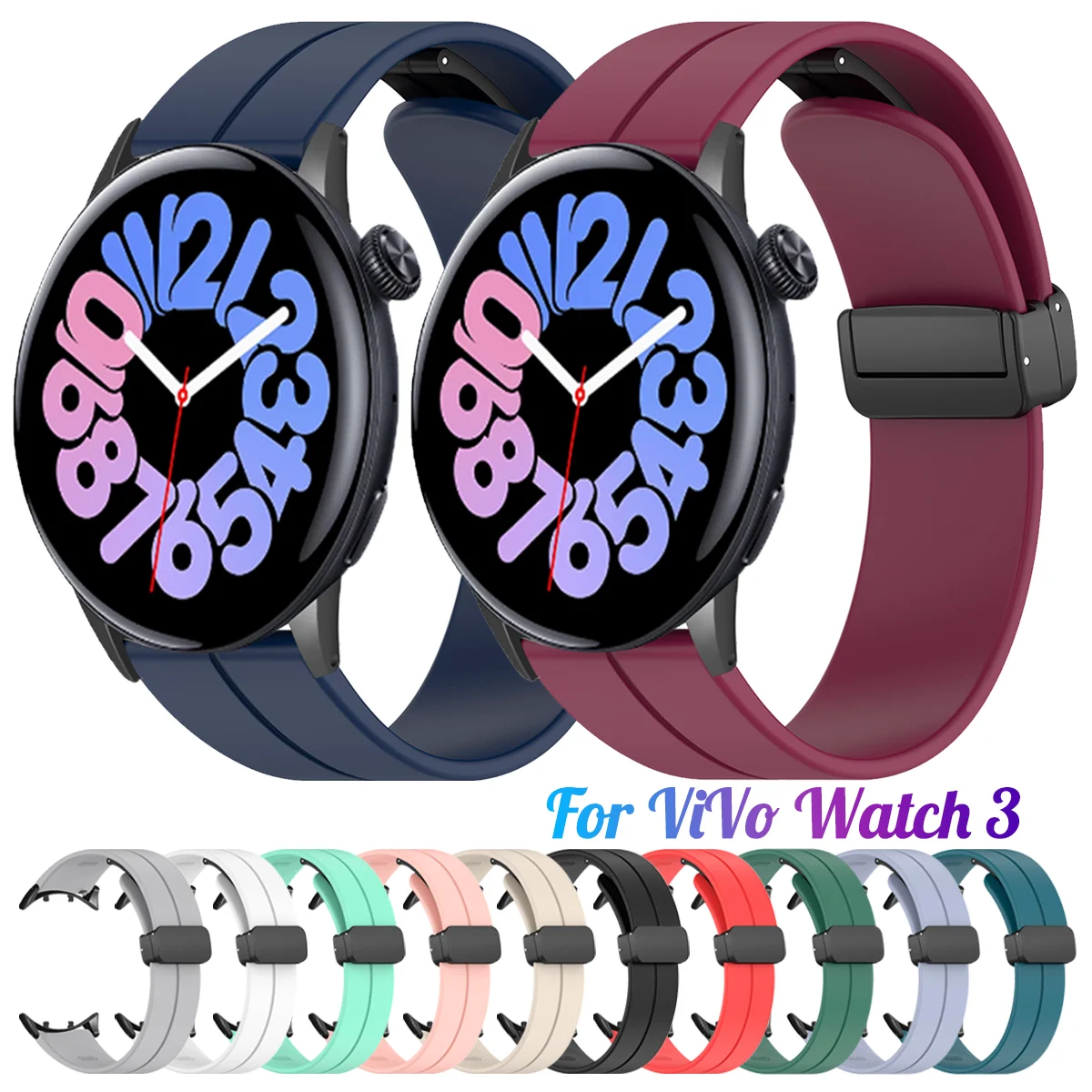 

Силиконовый магнитный ремешок для Vivo Watch 3 с металлической пряжкой