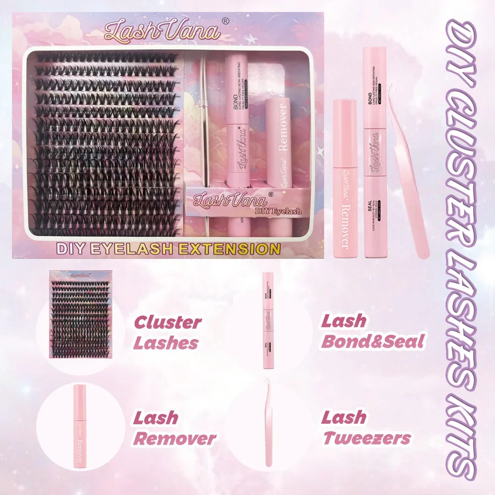 

Eyelashes 280 PCS Clusters Lash Bond and Seal Makeup tools DIY Lashes Extension kit for gluing Lashes Gluing Glue Accessories