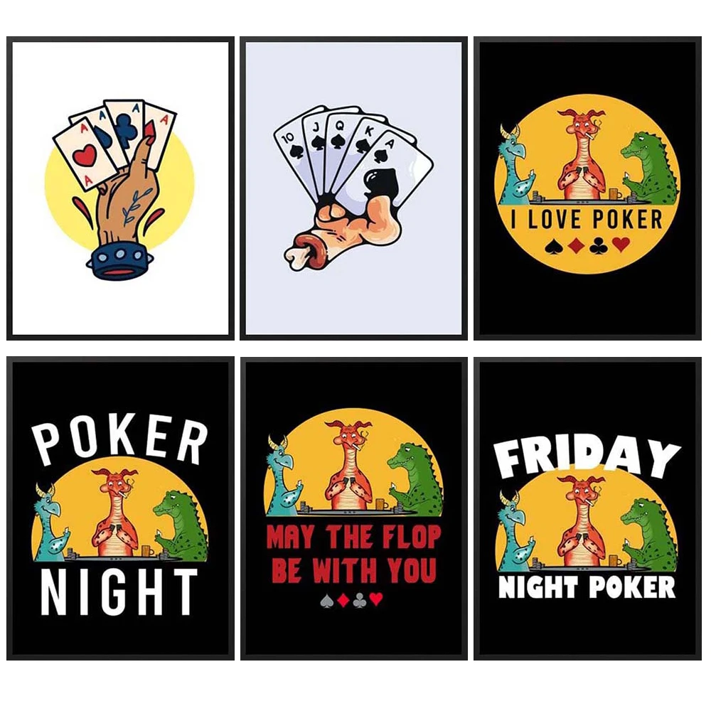 

Funny Dinosaur Poker Playing Cards Wall Pictures For Living Room Nordic Poster Wall Art Canvas Painting Home Decor Unframed