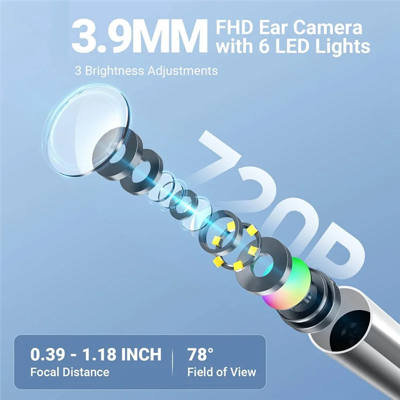SUNRI-Digital Otoscope With Light, 1.85 In IPS Screen, 720P HD Video Ear Camera, Ear Wax Removal Tool 4