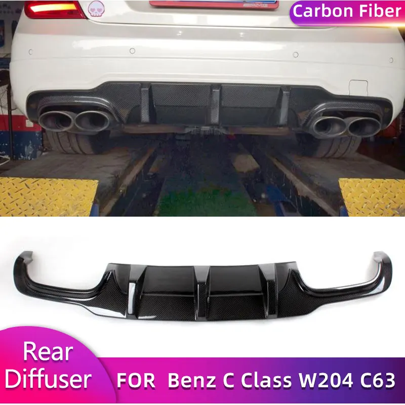 

Губа диффузора заднего бампера автомобиля из углеродного волокна для Mercedes Benz C Class W204 C63 AMG C300 2012-2014 Гоночный комплект диффузора заднего корпуса