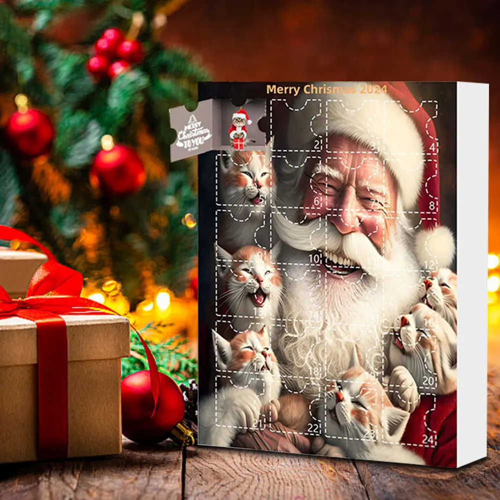 Advent Calendar 2024 Christmas Tree Cat Pendant Cute Christmas Advent Calendar Cat Ornament Calendar Xmas Countdown Calendar