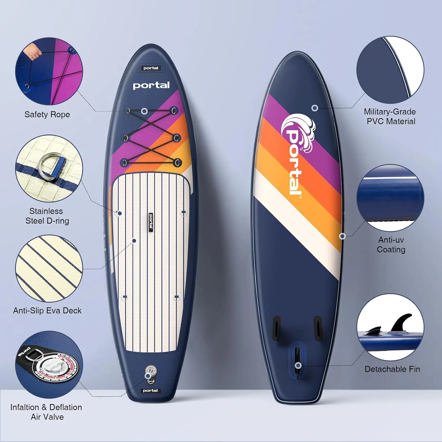 Inflatable Paddle Board for Adults 10'6'' Stand Up ,Non-Slip Deck Blow up Paddle Boards with Adjustable Pa