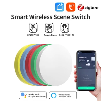 Tuya Zigbee Smart Wireless Scene Button Switch Remoter Multi-scene Linkage Conneting Support Alexa Goolge Home Voice Assitant 1