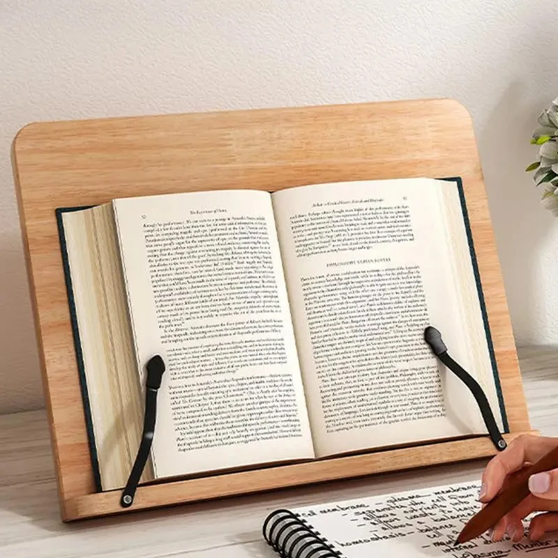 Adjustable Wood Book Holder Foldable Cook Home Study Room Desk Organizer Bookends Slate Natural Wood Reading Tablet Stand