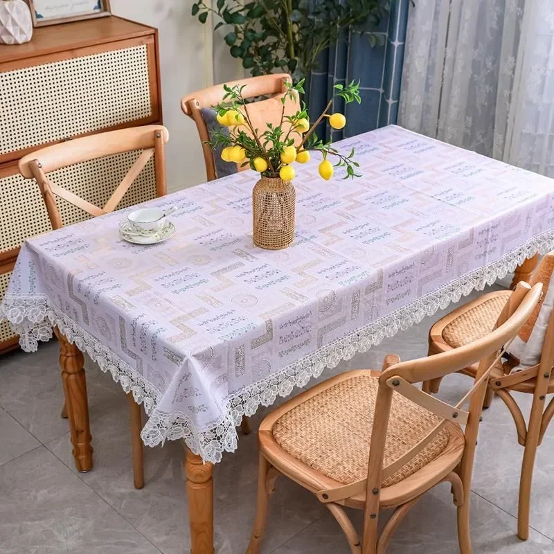 

Tablecloth Washable, waterproof, oil-proof, anti-ironing, light luxury, high-grade lace lace household tablecloth B3S4296