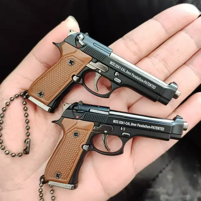 1:3 Scale M9A3 Alloy Pistol Keychain Mini Toy Gun Weapon Model Metal Keychain For Adult Kids Christmas Gift 6
