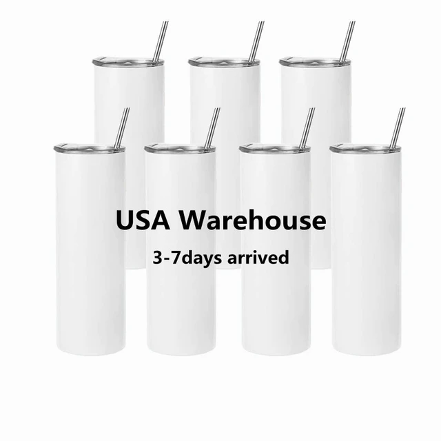 Ready to Ship wholesale 20 oz white blank skinny stainless steel  sublimation tumblers straight USA Warehouse 25pcs/carton