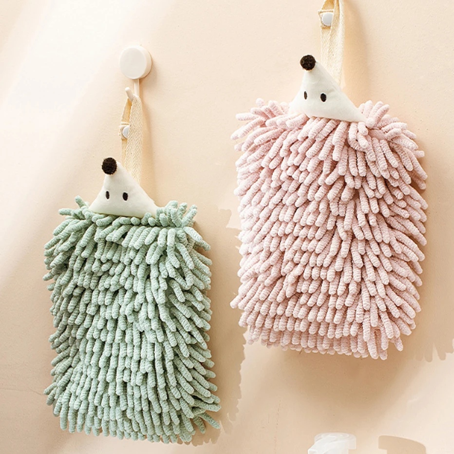 Chenille Hand Towels Kitchen Bathroom Hand Towel with Hanging Loops Quick  Dry Soft Absorbent Microfiber Towels Animal Hedgehog