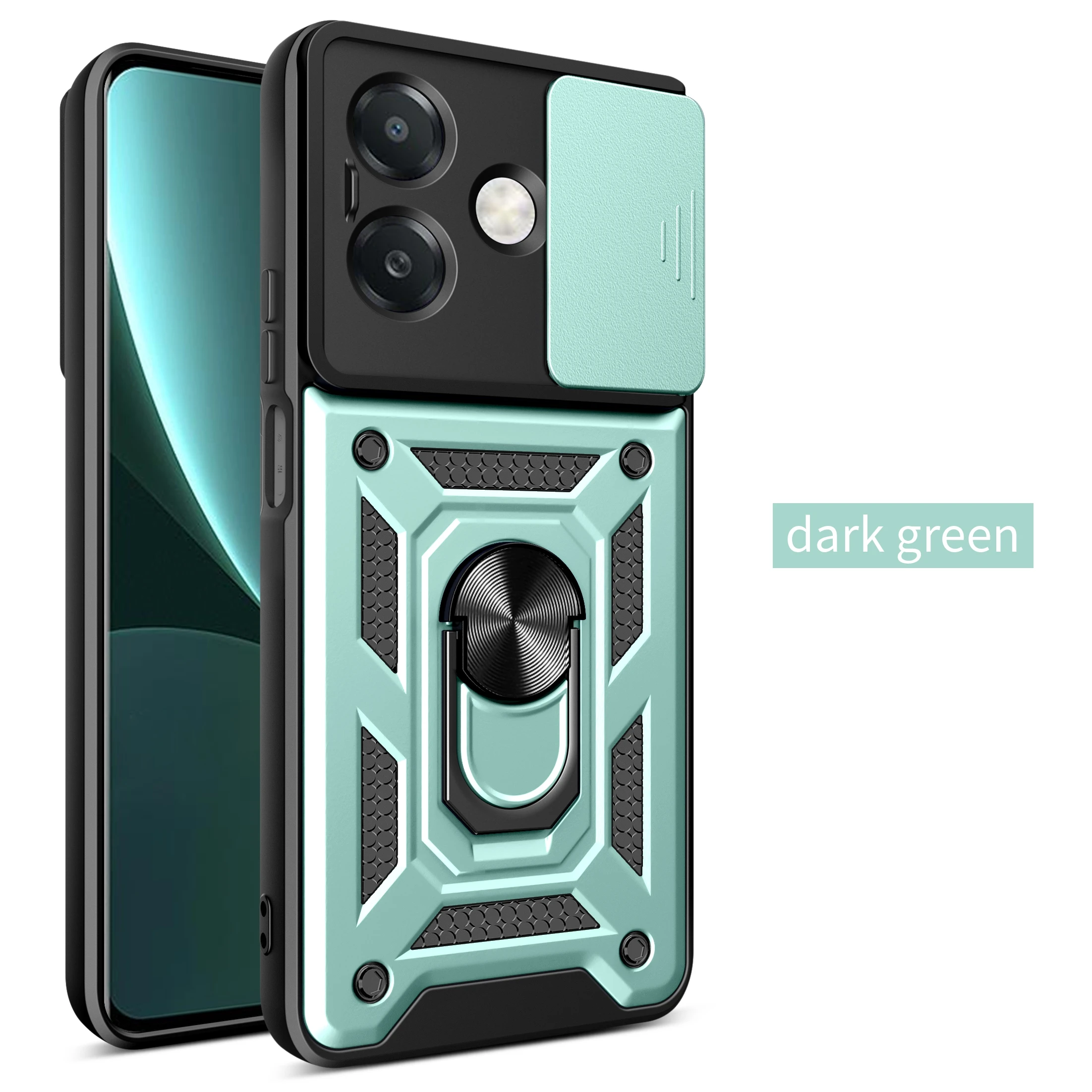 Kickstand Armor Case with Lens Protection and Magnetic Holder - Durable Cover with Kickstand and Lens Protection