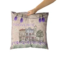 Happy Easter Day Purple Flower Pillow Case Hydrangea Lavender Rose Forest Pillowslip Cushion Covers Sofa Living Room 6
