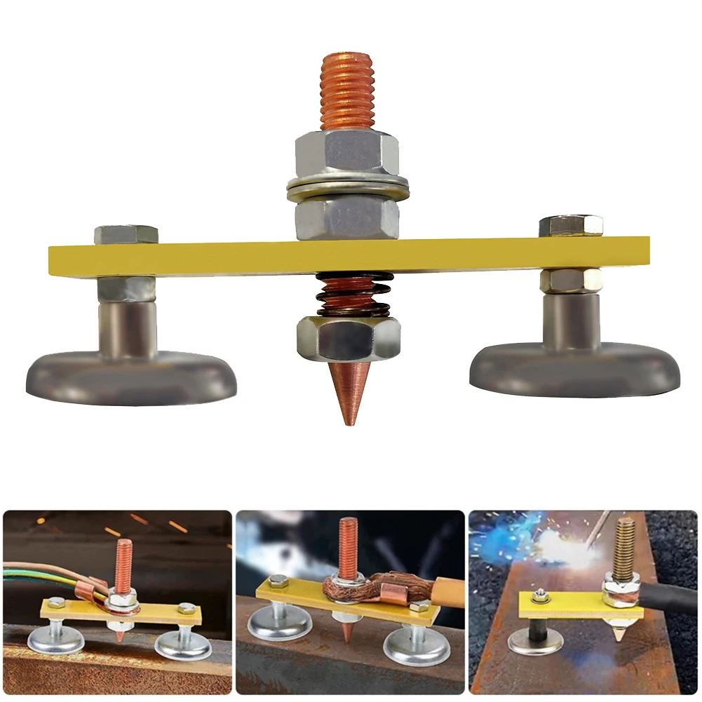 

1 Pc Magnetic Double Welding Ground Clamp Support Holder Fixture Iron For Railings Table Metal Poles Struts Welder Accessories